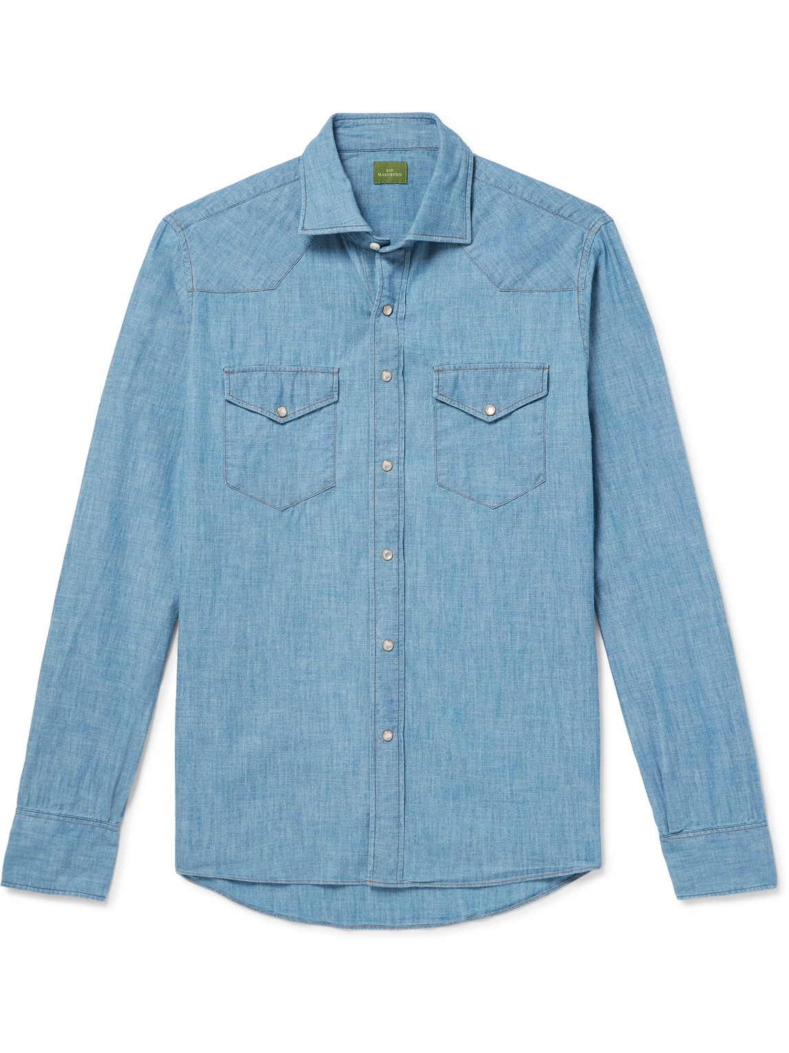 Sid Mashburn Cotton-chambray Western Shirt In Blue