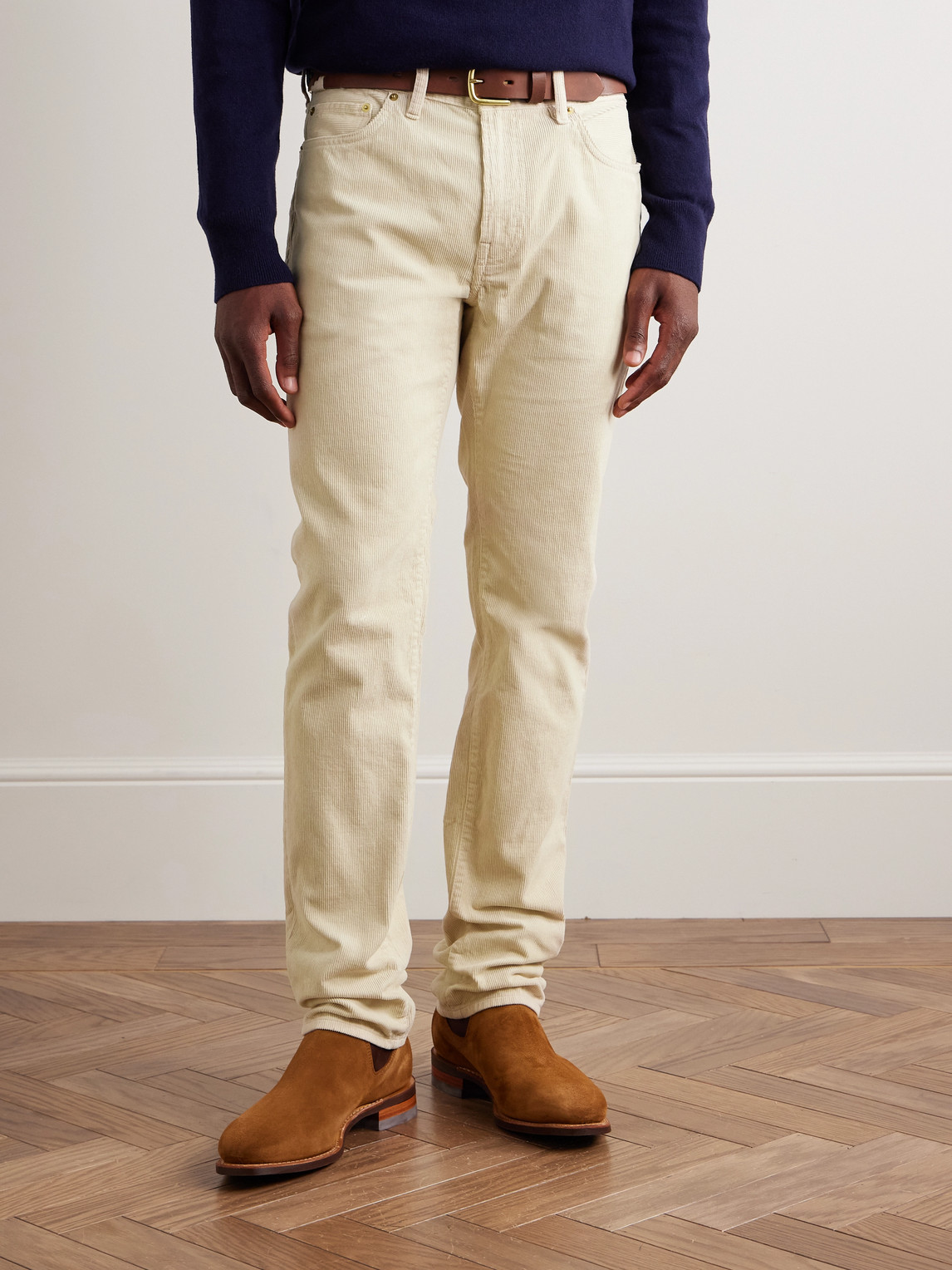 Sid Mashburn - Slim-fit Straight-leg Garment-dyed Cotton-corduroy Trousers - Men - Neutrals - Uk/us 32 