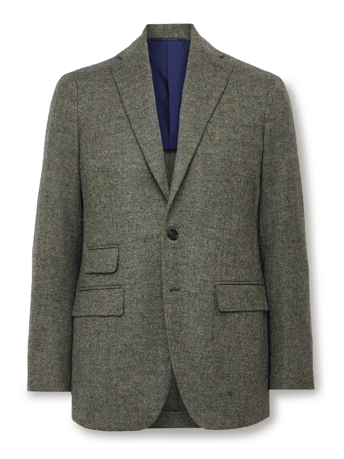 Sid Mashburn Kincaid No.3 Slim-fit Herringbone Wool-tweed Blazer In Green