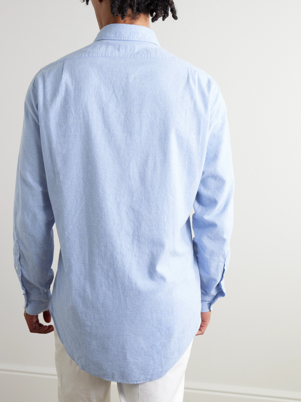 Sid Mashburn Spread-collar Cotton-flannel Shirt In Blue