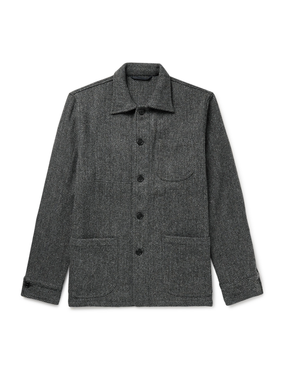 Sid Mashburn Herringbone Harris Tweed Chore Jacket In Gray