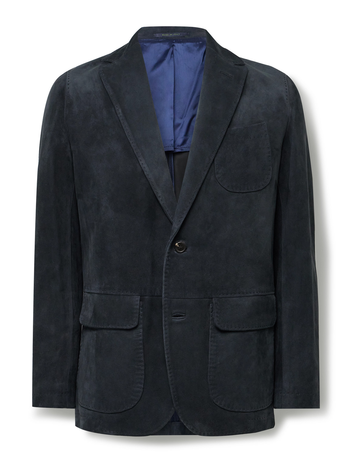 Sid Mashburn Butcher Unstructured Suede Blazer In Blue