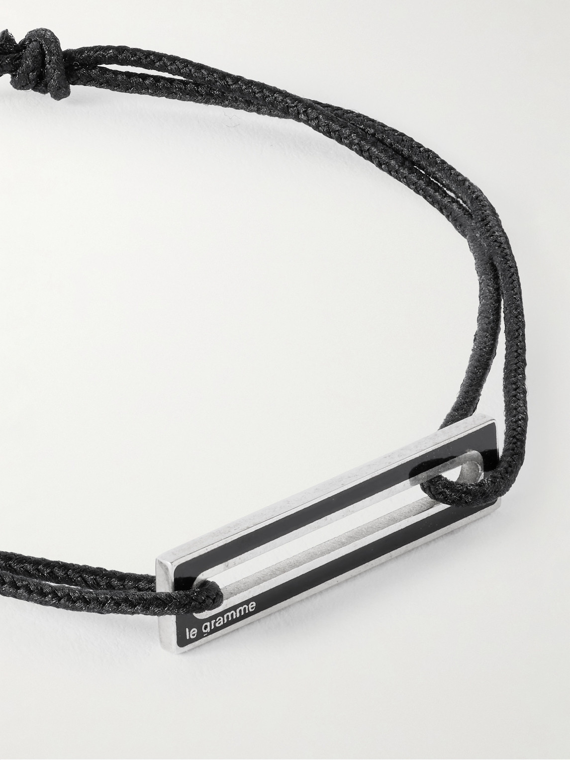 Le Gramme Le 1.7g Sterling Silver, Enamel And Cord Bracelet In Black