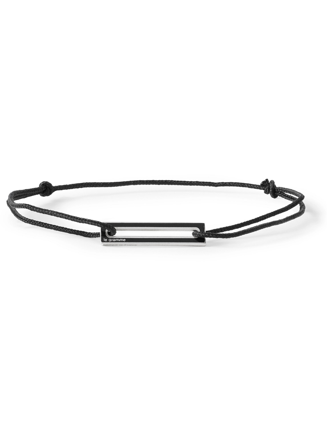 Le Gramme Le 1.7g Sterling Silver, Enamel And Cord Bracelet In Black