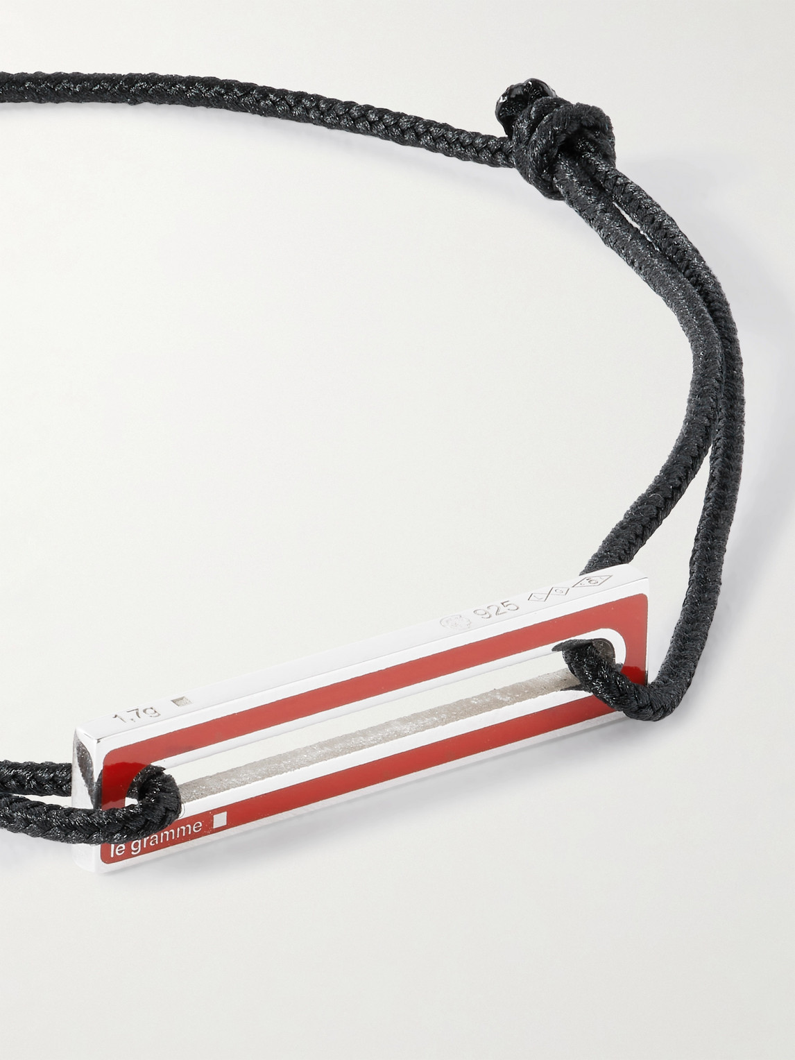 Le Gramme Le 1.7g Sterling Silver, Enamel And Cord Bracelet In Red