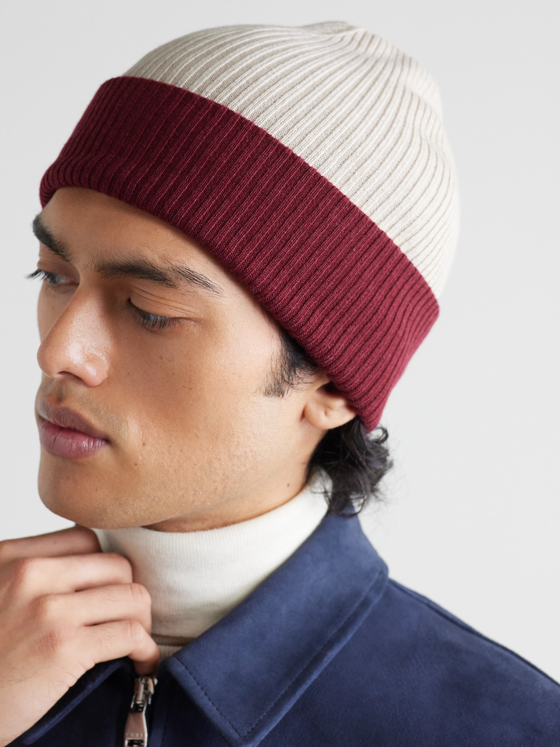 Brunello Cucinelli Two-tone Ribbed Cashmere Beanie In Neutrals