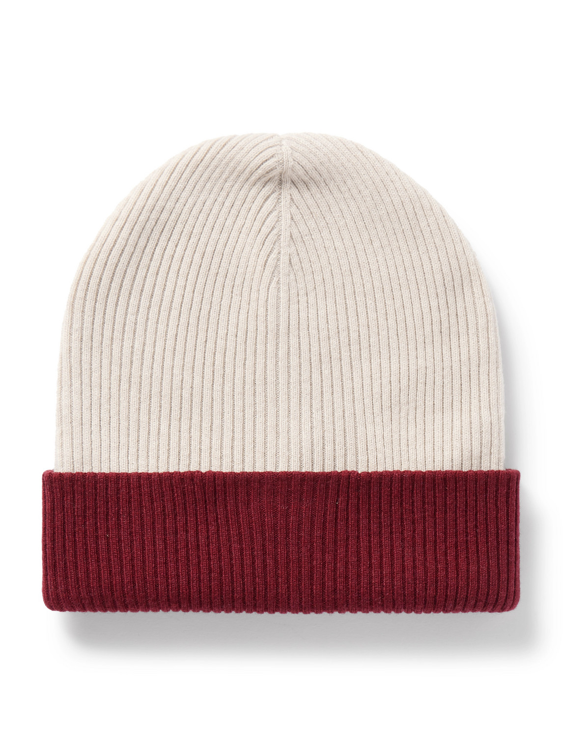 Brunello Cucinelli Two-tone Ribbed Cashmere Beanie In Neutrals