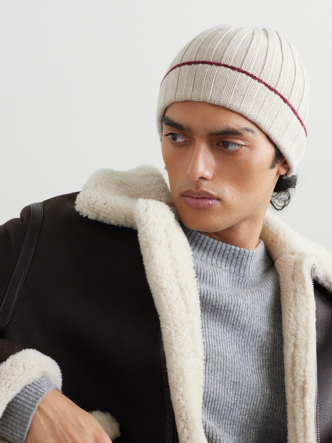 Brunello Cucinelli Cashmere Ribbed-knit Beanie In Neutrals