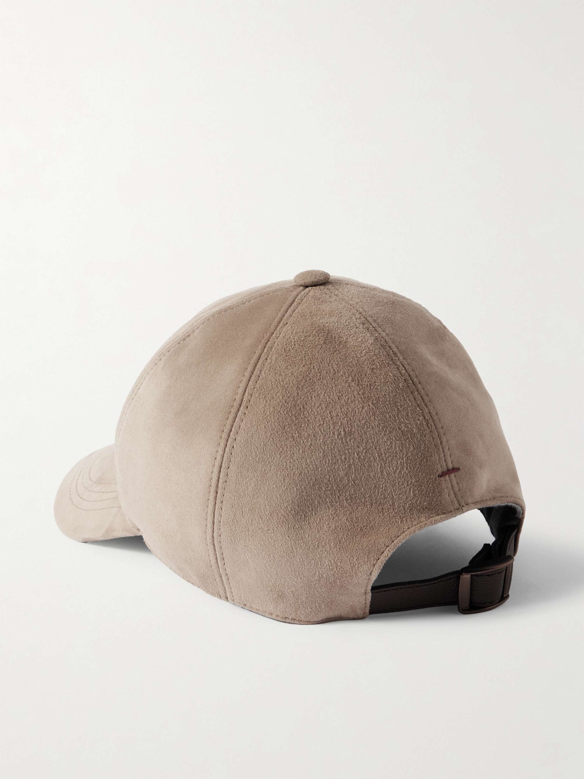 BRUNELLO CUCINELLI Baseballkappe aus Veloursleder mit Lederbesatz