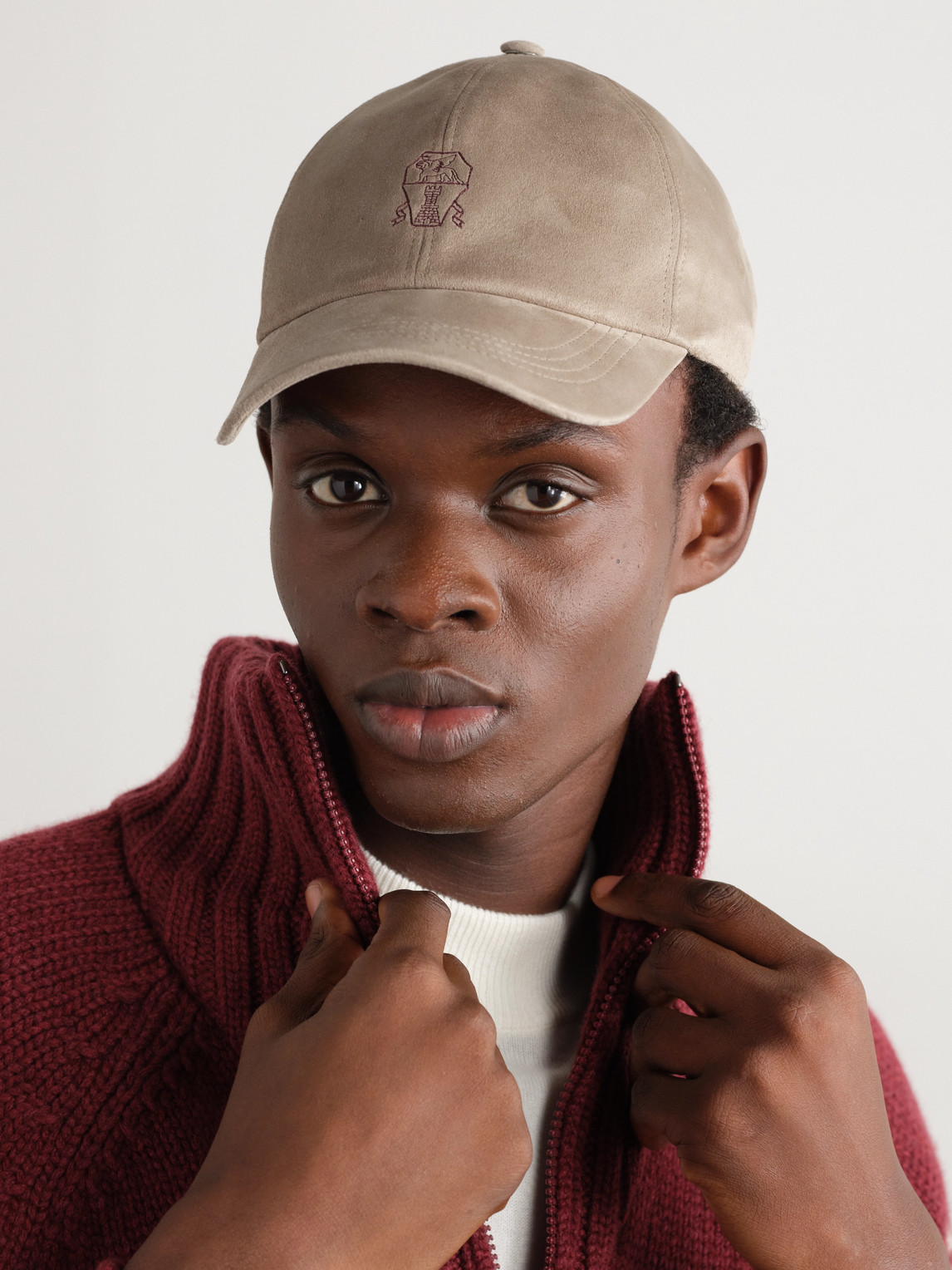 Brunello Cucinelli Leather-Trimmed Suede Baseball Cap Curated