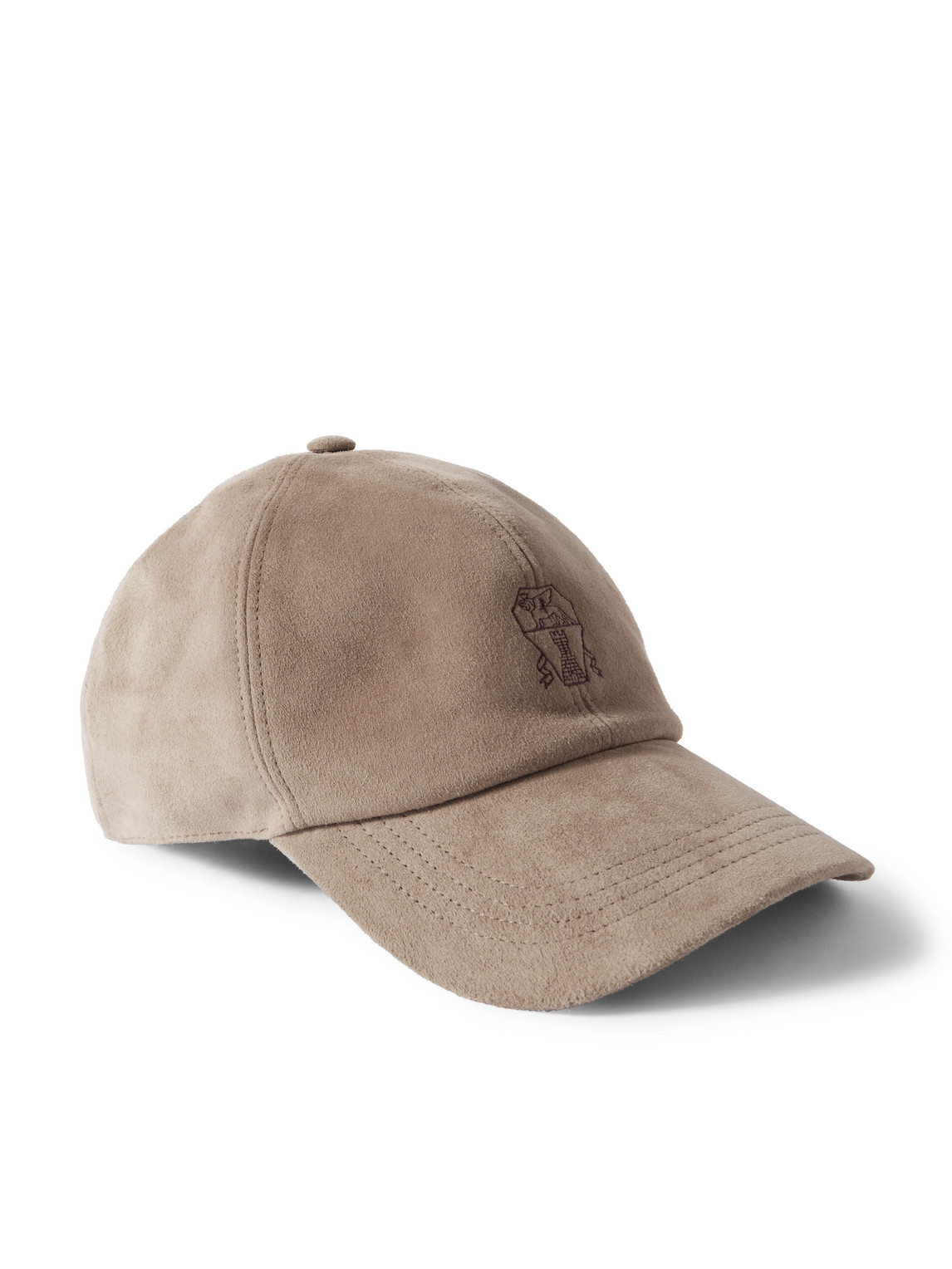 Brunello Cucinelli Leather-trimmed Suede Baseball Cap In Brown