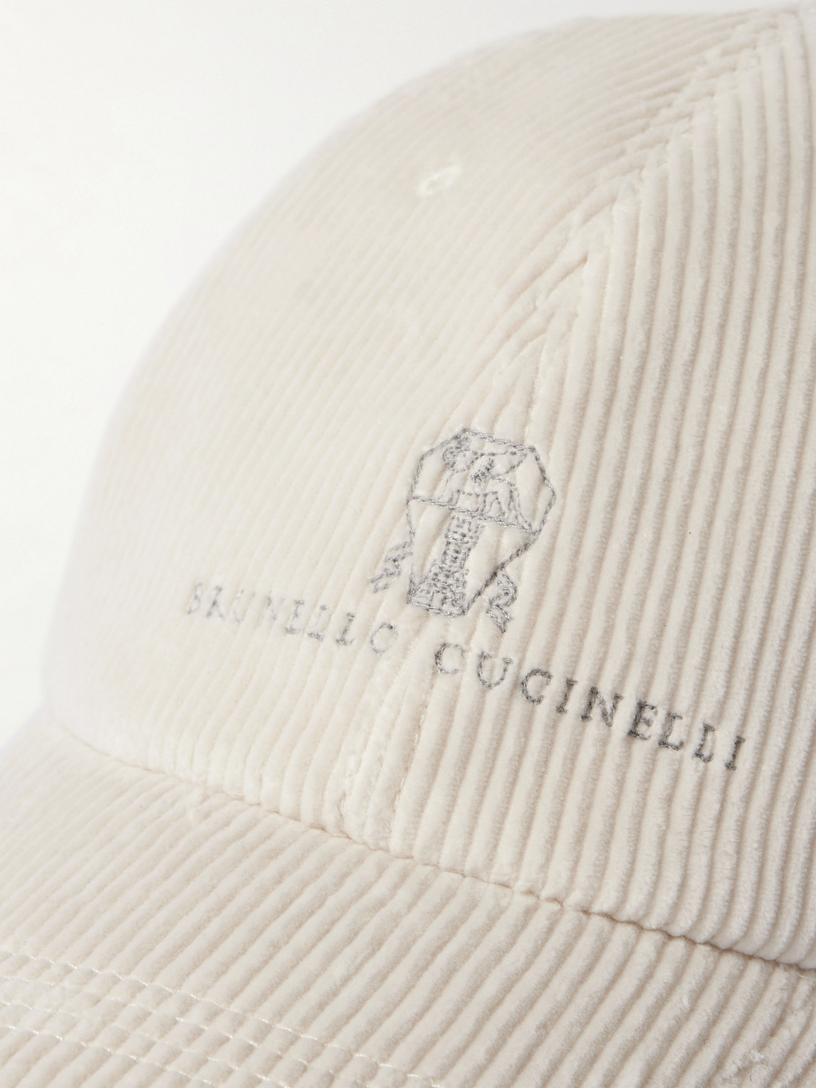 Brunello Cucinelli Logo-embroidered Cotton-blend Corduroy Cap In Neutrals