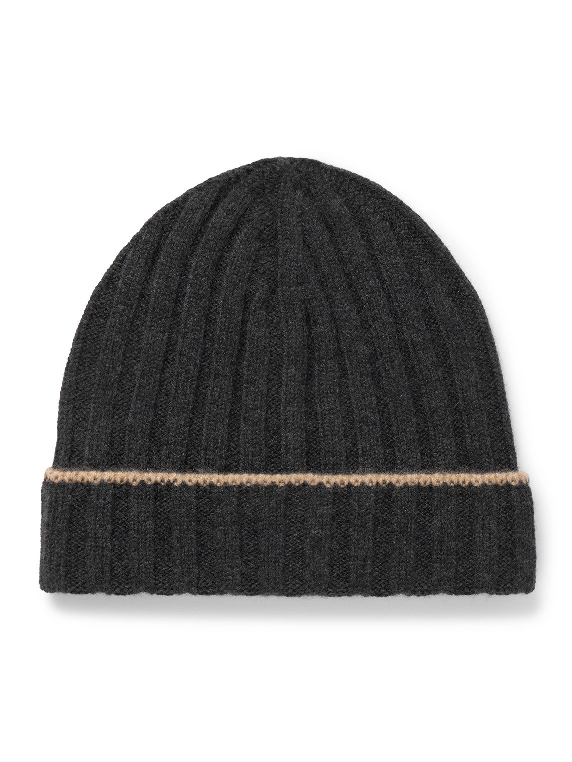 Brunello Cucinelli Ribbed Cashmere Beanie In Gray