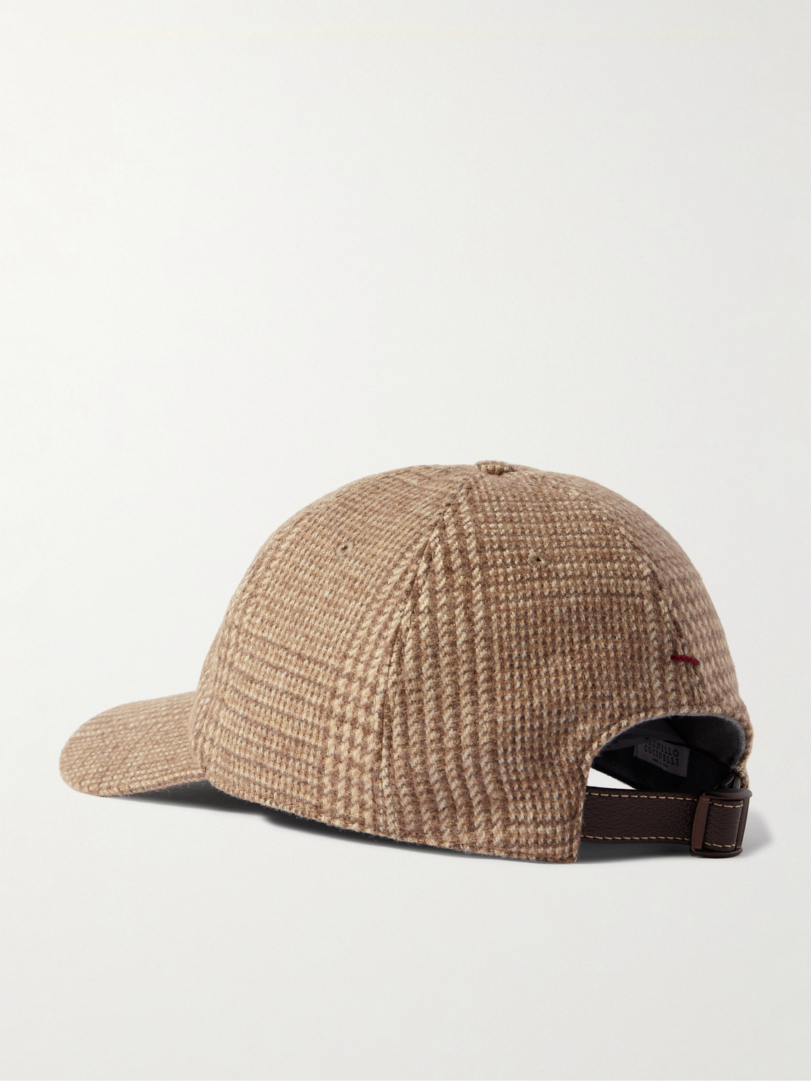 Brunello Cucinelli Checked Wool-blend Cap In Brown