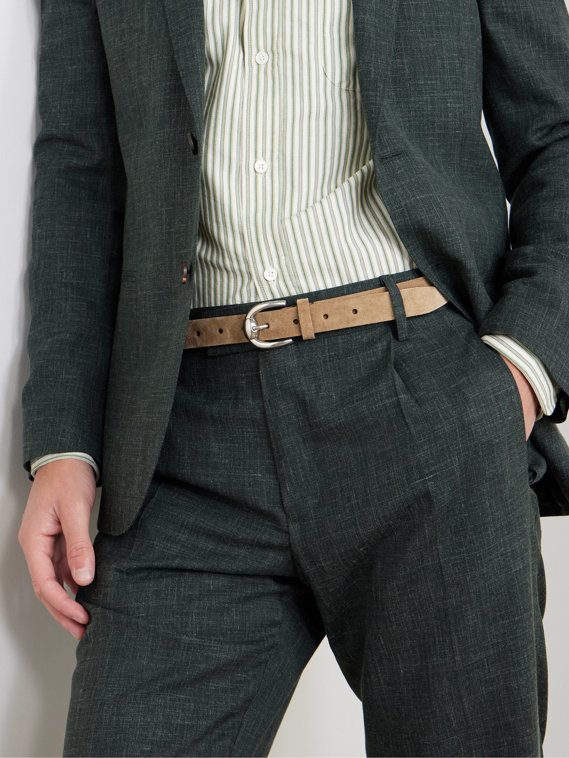 Brunello Cucinelli 3cm Suede Belt In Brown