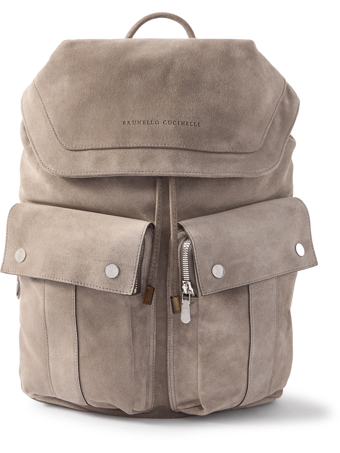 Brunello Cucinelli Suede Backpack In Gray