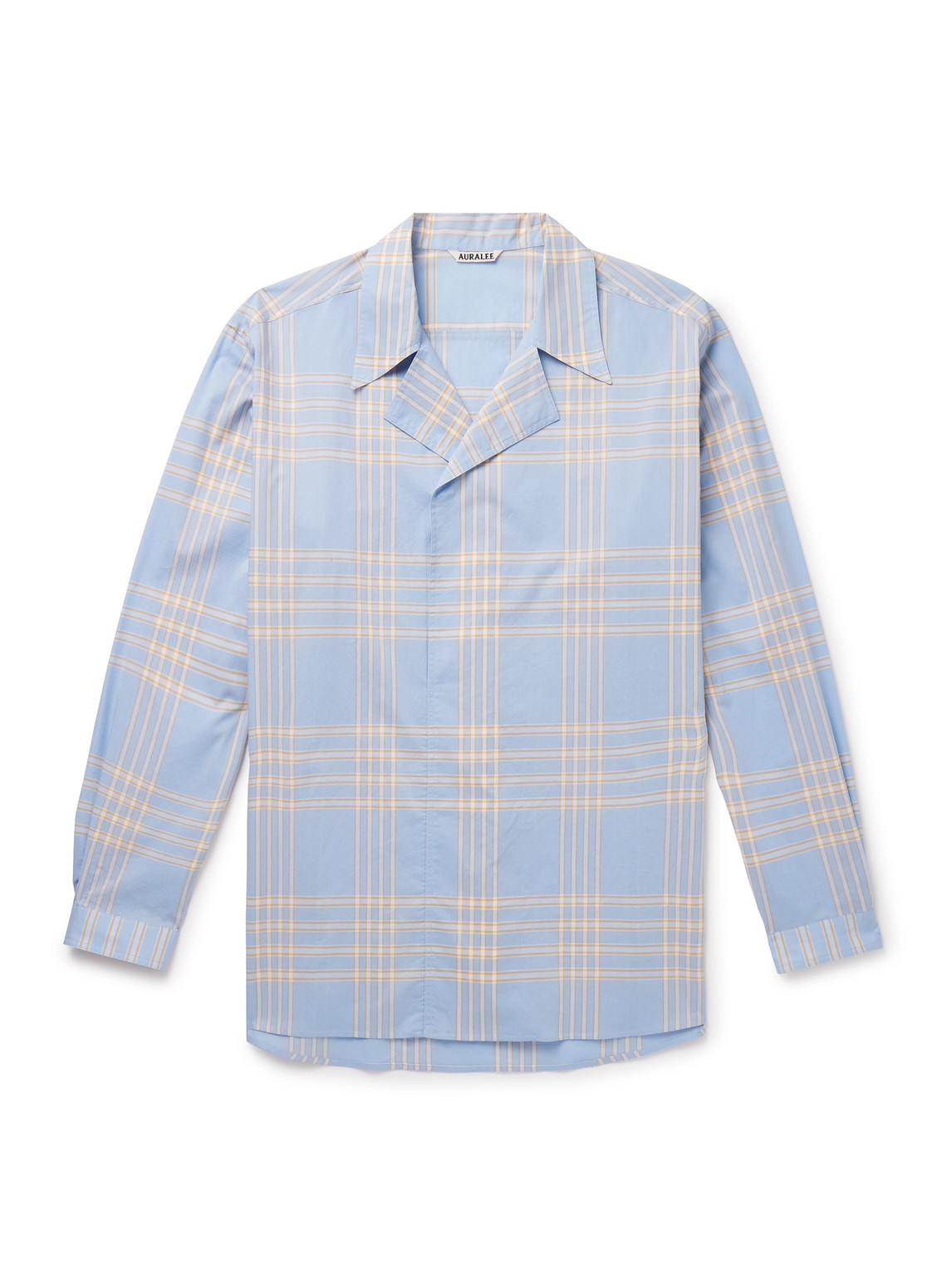 Auralee Camp-collar Checked Cotton Shirt In Blue