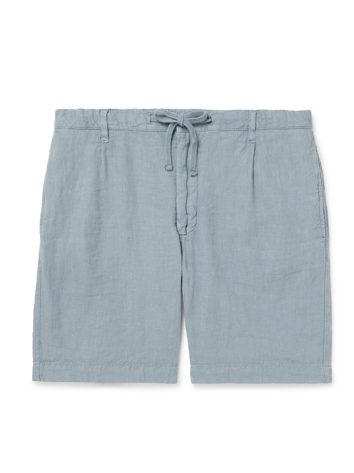 Hartford Tank Slim-fit Straight-leg Linen Drawstring Shorts In Blue