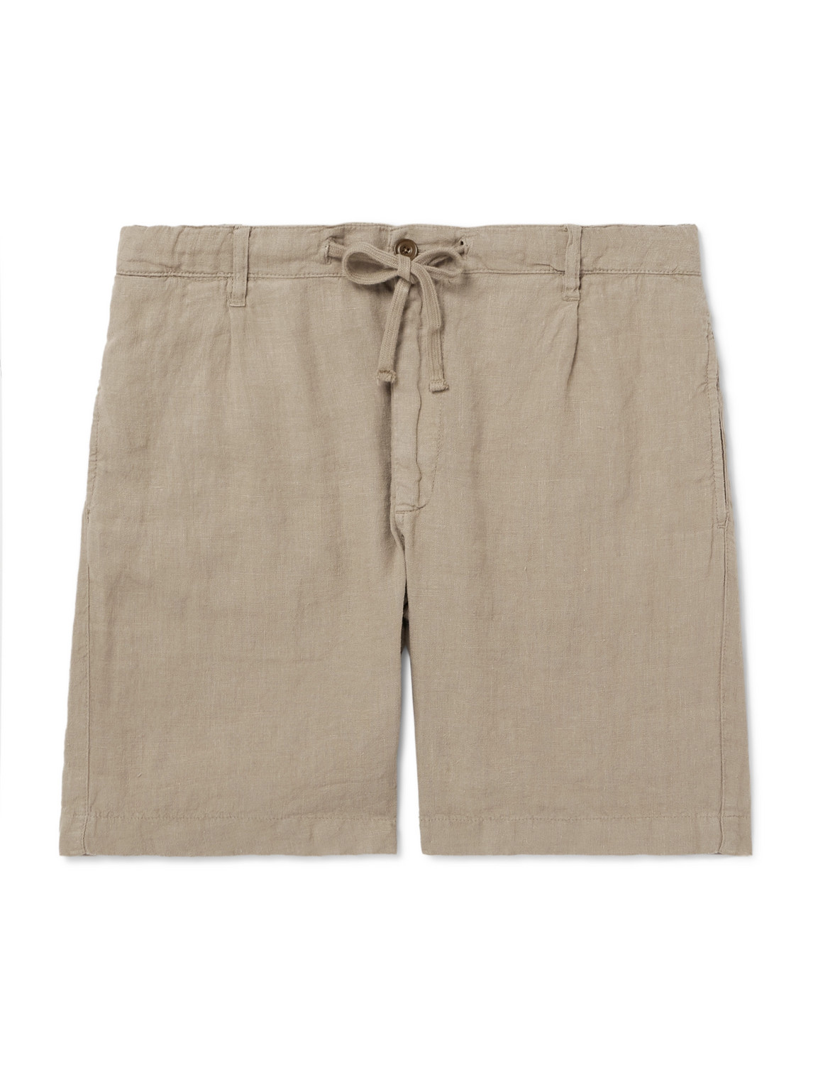 Hartford Tank Slim-fit Straight-leg Linen Drawstring Shorts In Neutrals