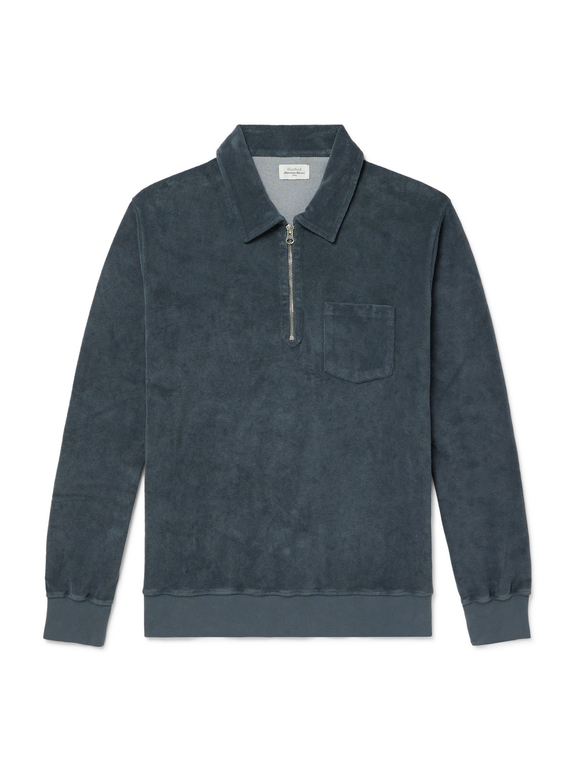 Hartford Cotton-blend Terry Half-zip Sweatshirt In Grey