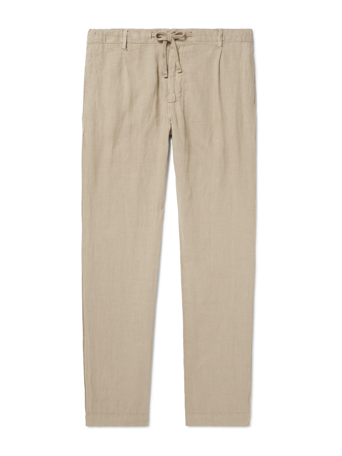 Hartford Tanker Tapered Linen Drawstring Trousers In Neutrals