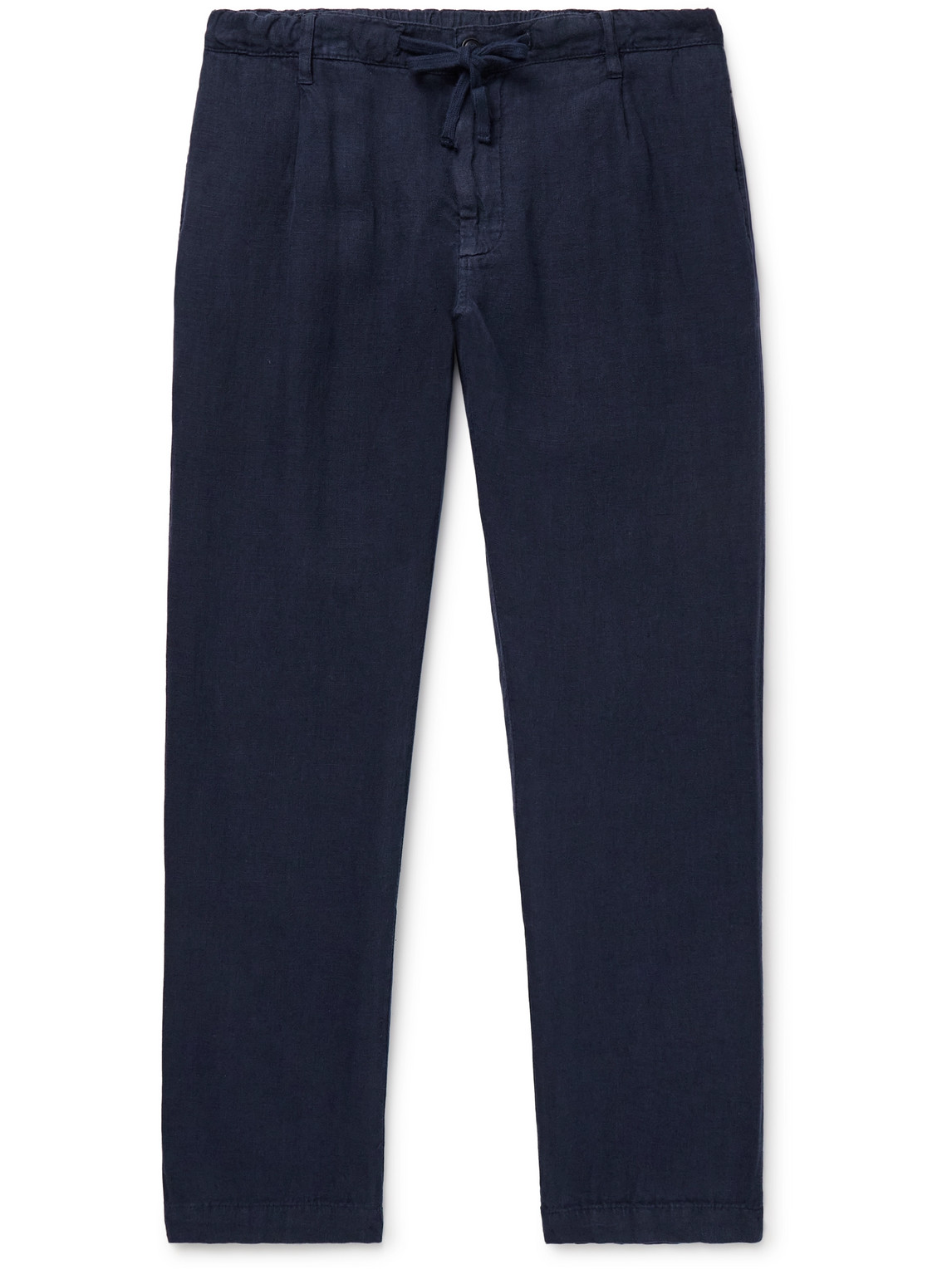 Hartford Tanker Tapered Linen Drawstring Trousers In Blue