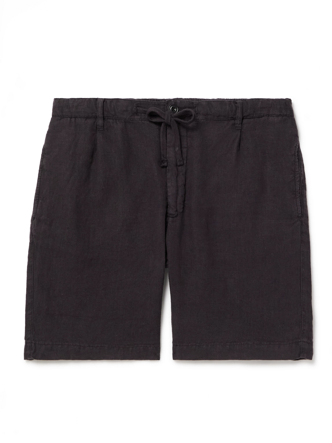 Hartford Tank Straight-leg Linen Drawstring Shorts In Black
