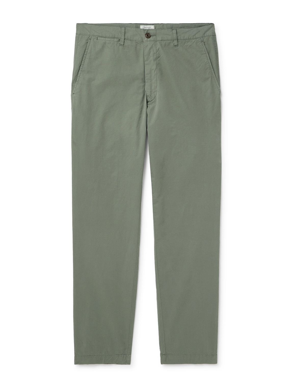 Hartford Tyron Slim-fit Straight-leg Cotton-twill Trousers In Green