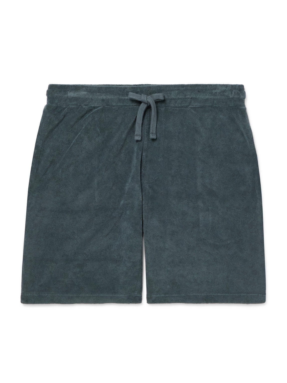 Hartford Straight-leg Cotton-blend Terry Drawstring Shorts In Gray