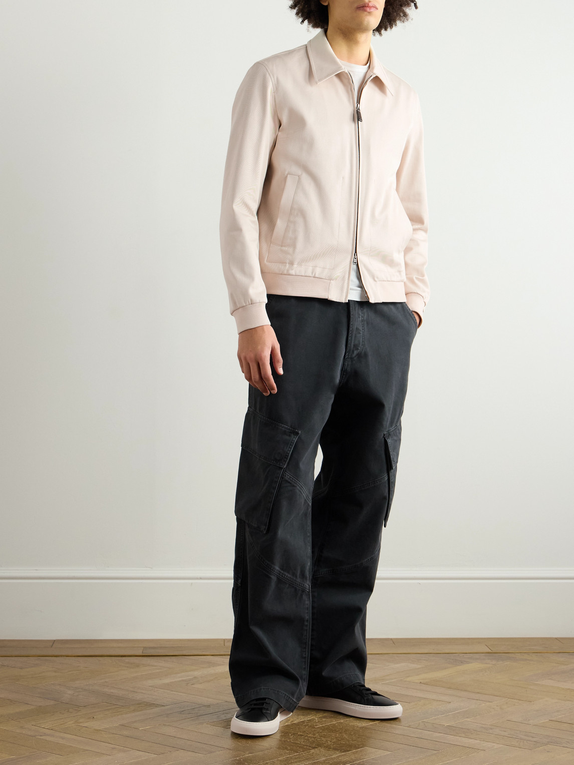 Herno Cotton-blend Twill Bomber Jacket In Neutrals