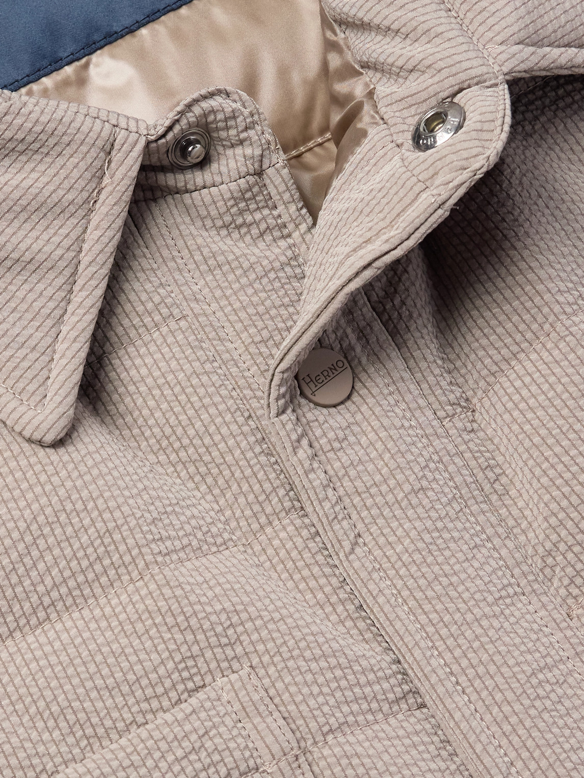  Herno - Quilted Striped Seersucker Down Jacket - Men - Neutrals - It 48 