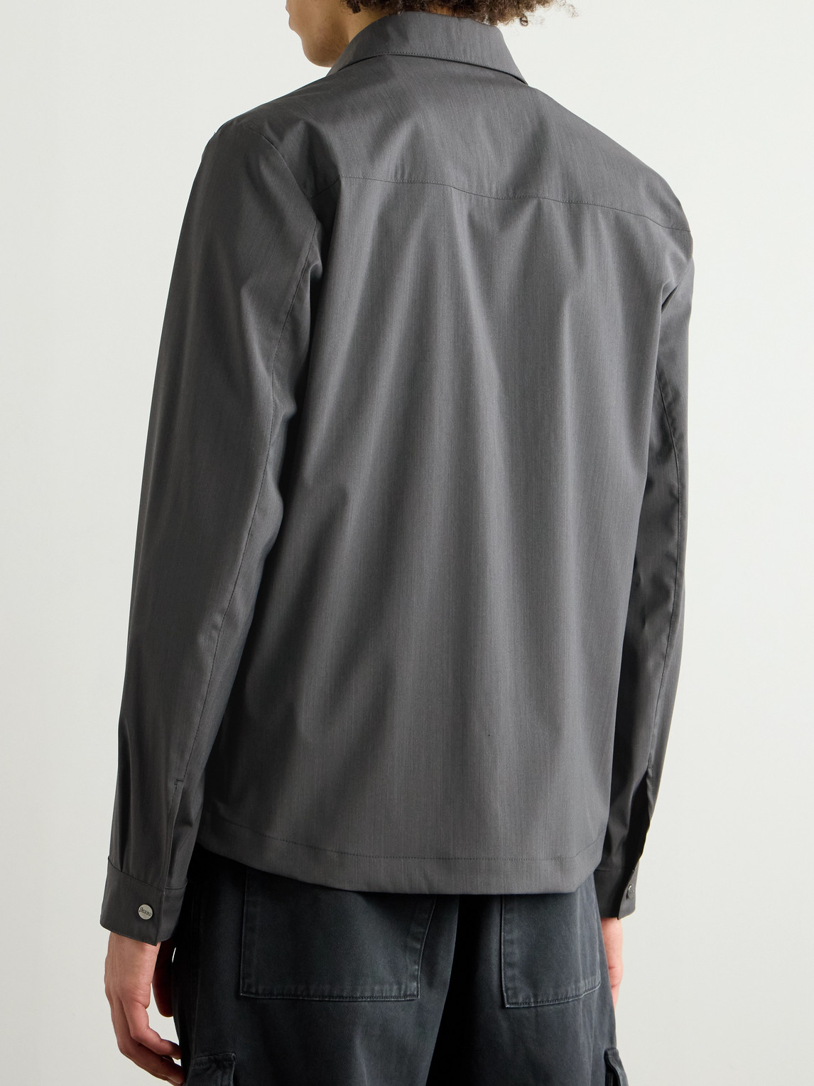 Herno Woven Shirt Jacket In Gray