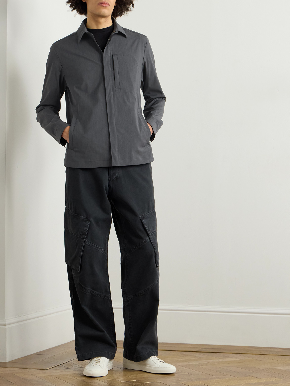 Herno Woven Shirt Jacket In Gray