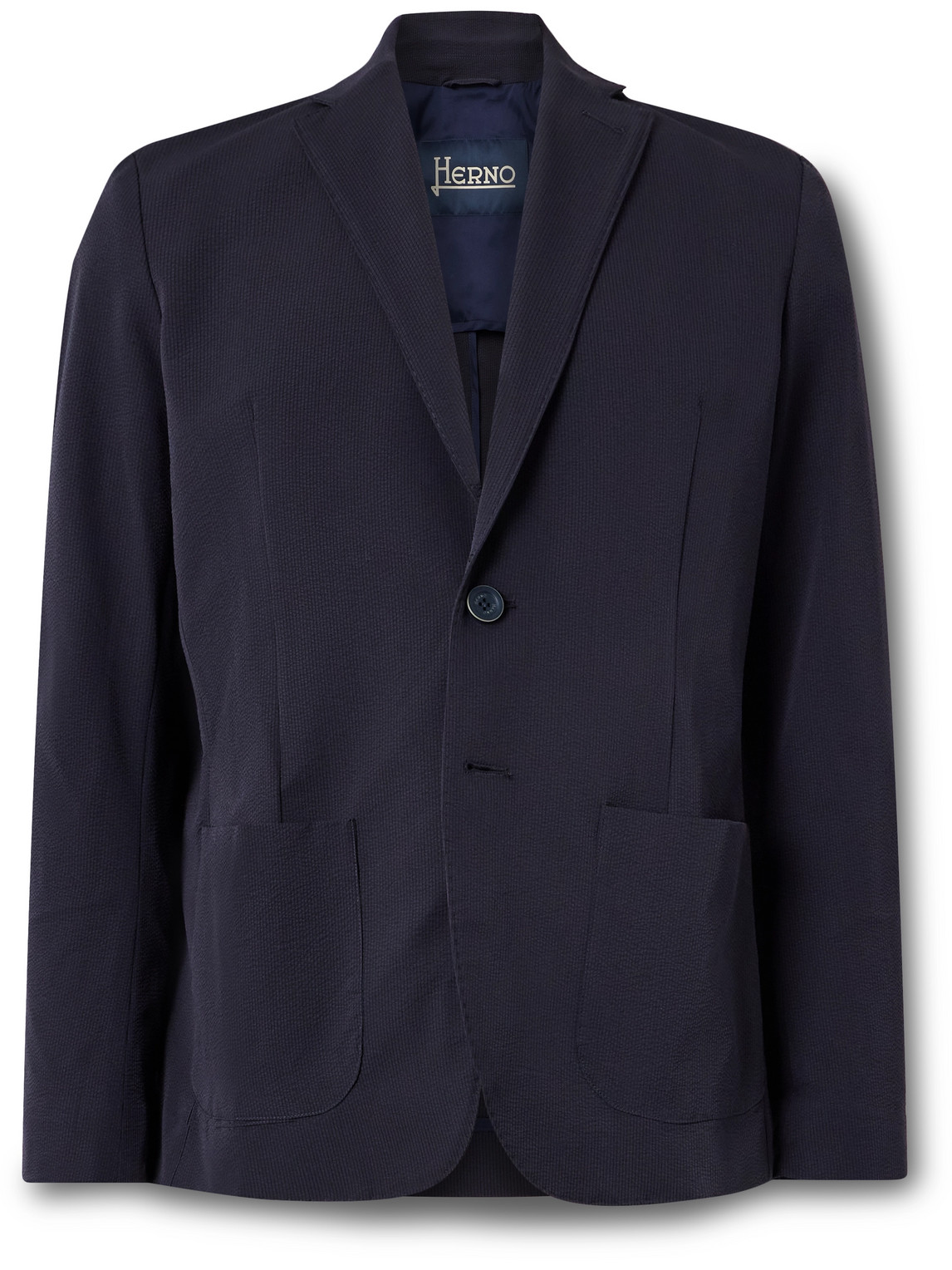 Herno Seersucker Blazer In Blue