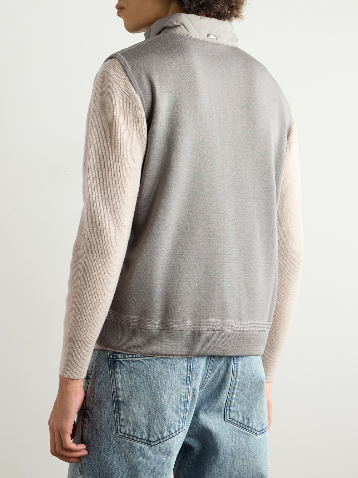 Herno Quilted Shell And Wool And Silk-blend Down Gilet In Gray