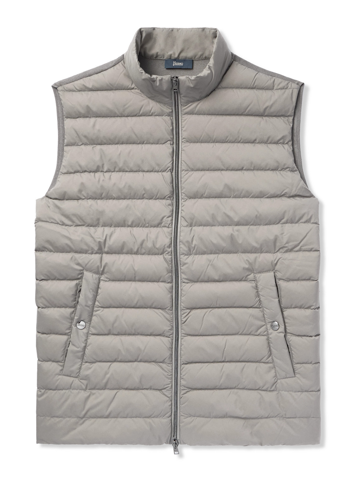 Herno Quilted Shell And Wool And Silk-blend Down Gilet In Gray
