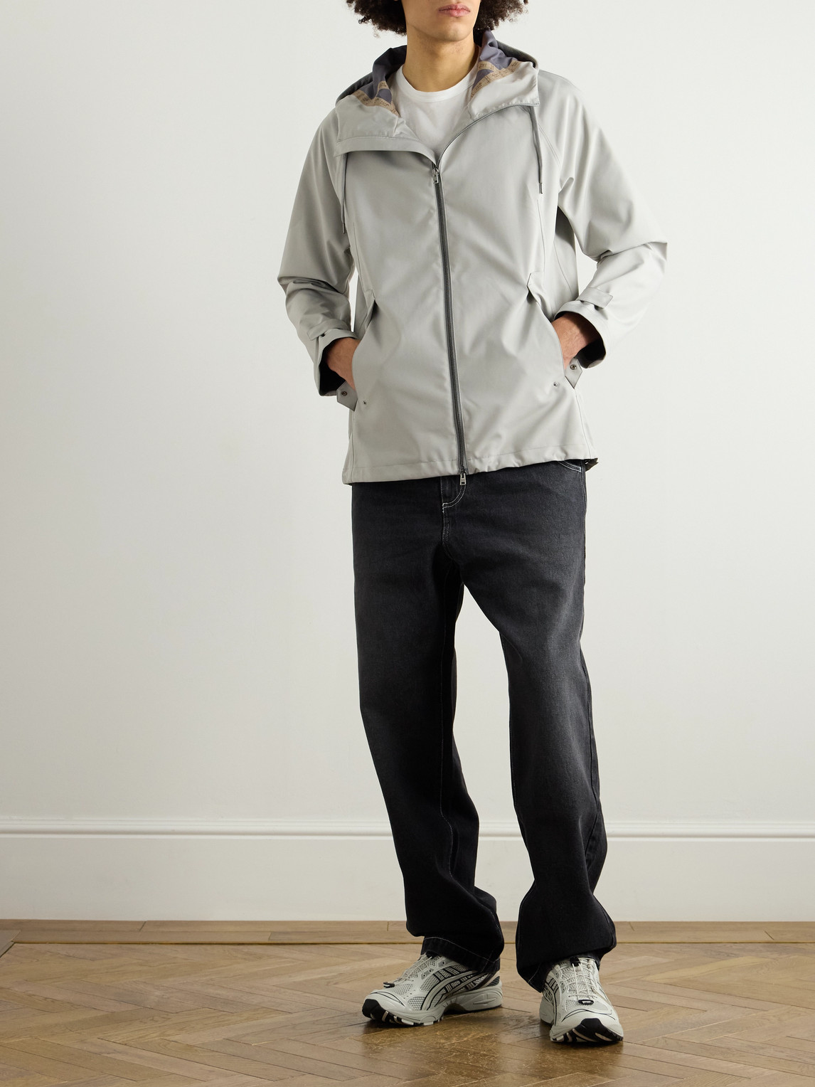 Herno Shell Hooded Jacket In Gray