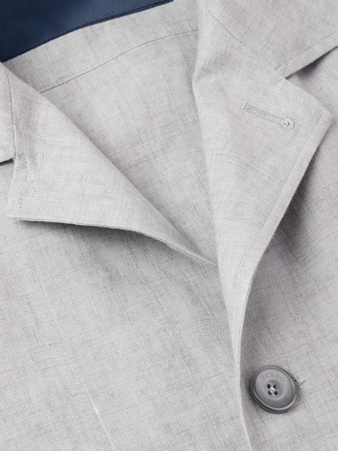Herno Camp-collar Linen Overshirt In Gray