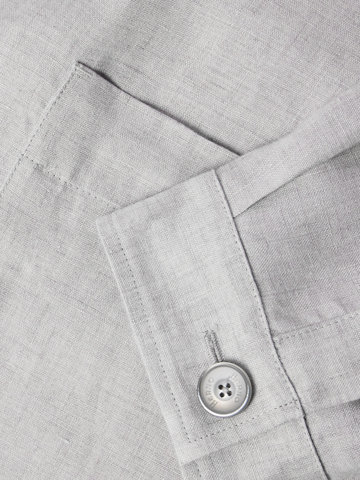 Herno Camp-collar Linen Overshirt In Gray