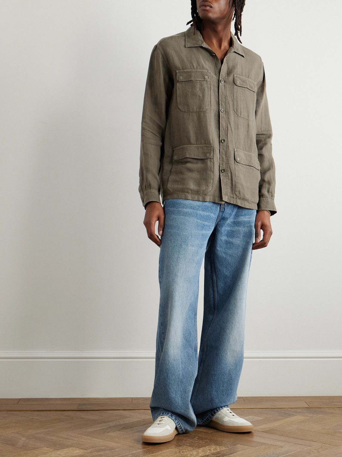 Herno Cotton And Linen Jacket In Green