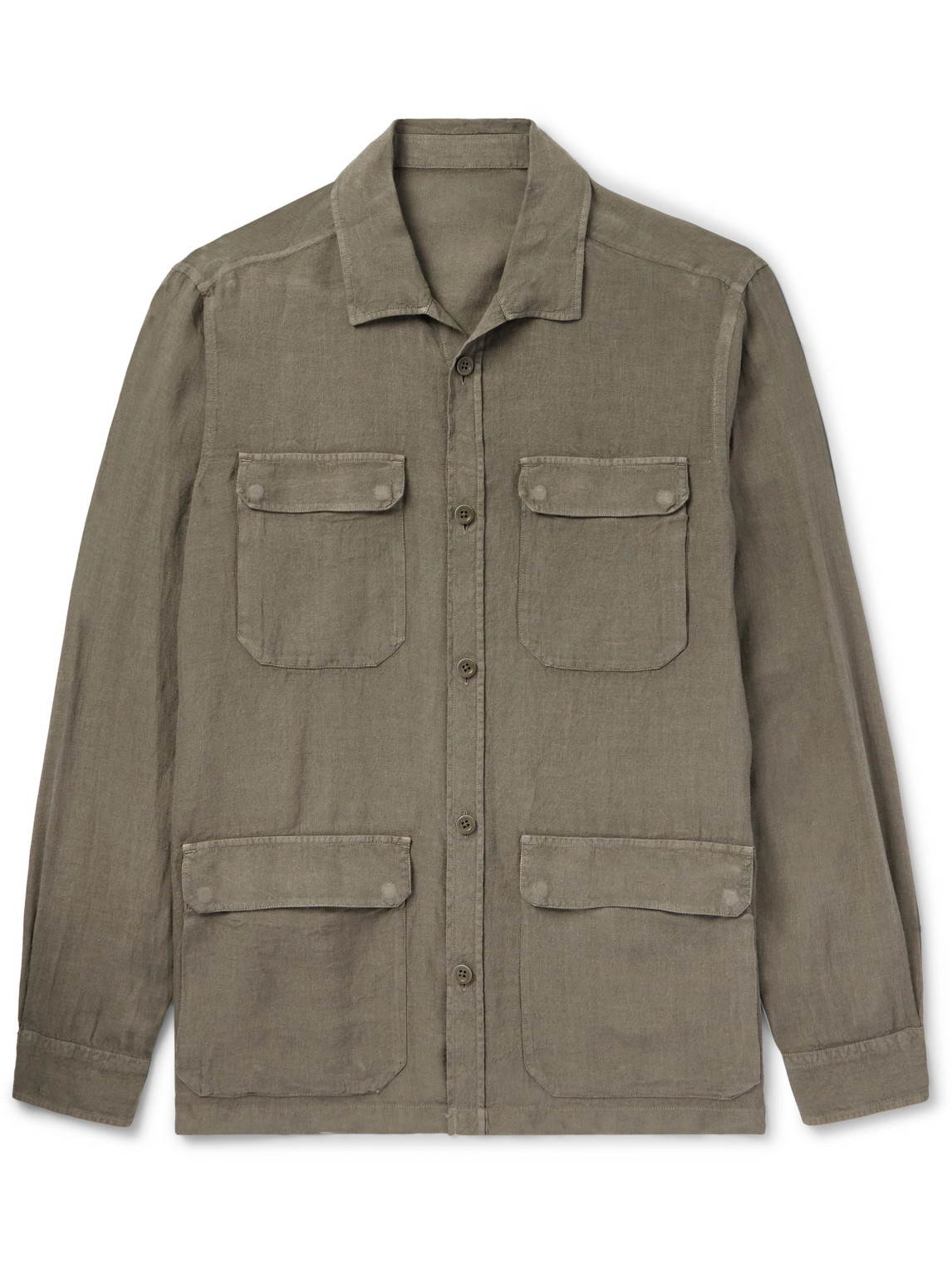 Herno Cotton And Linen Jacket In Green