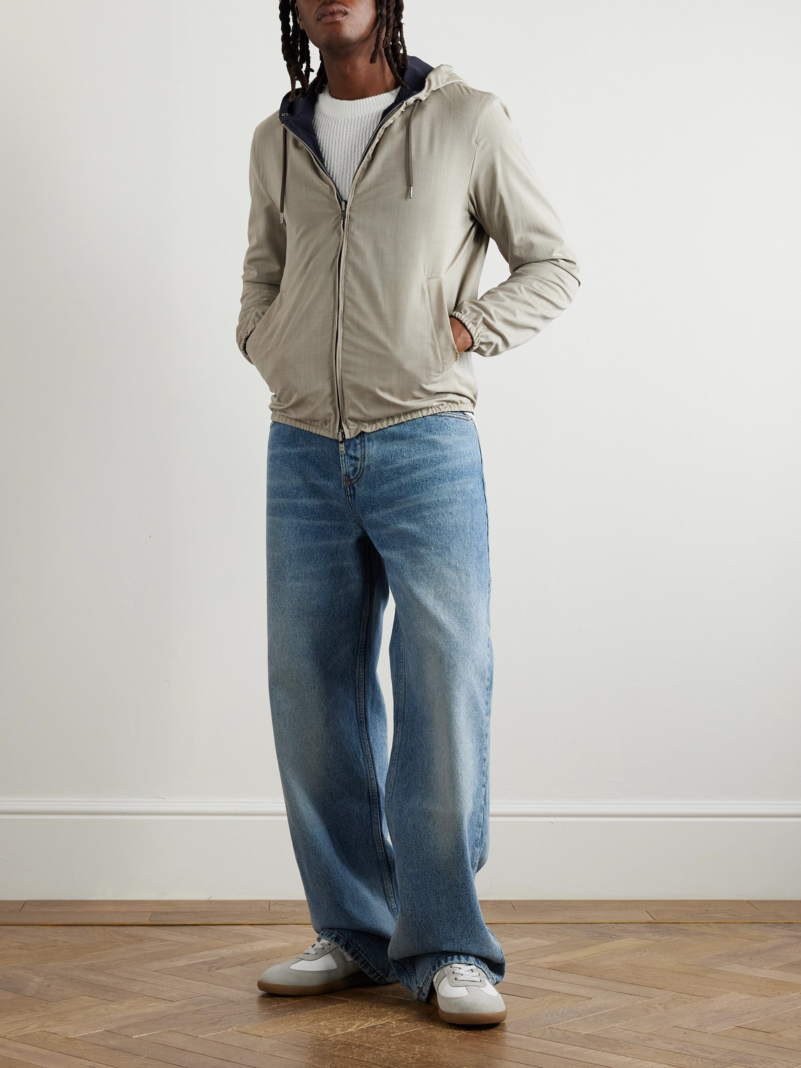 Herno Reversible Virgin Wool And Silk-blend And Shell Hooded Jacket In Neutrals