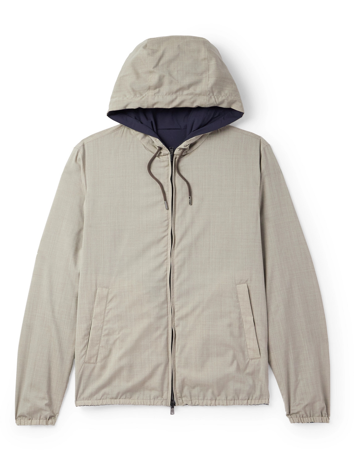 Herno Reversible Virgin Wool And Silk-blend And Shell Hooded Jacket In Neutrals