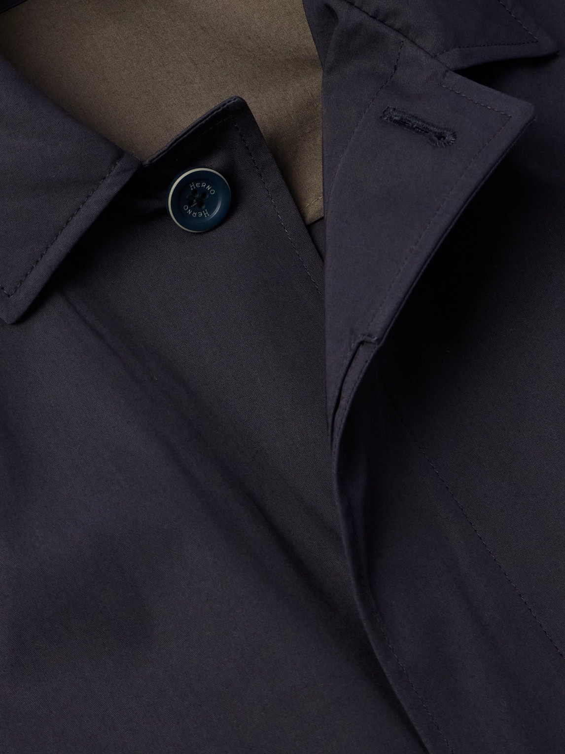 Herno Long Blue Waterproof Coat In High-quality Polyester With Buttons Men In Blue