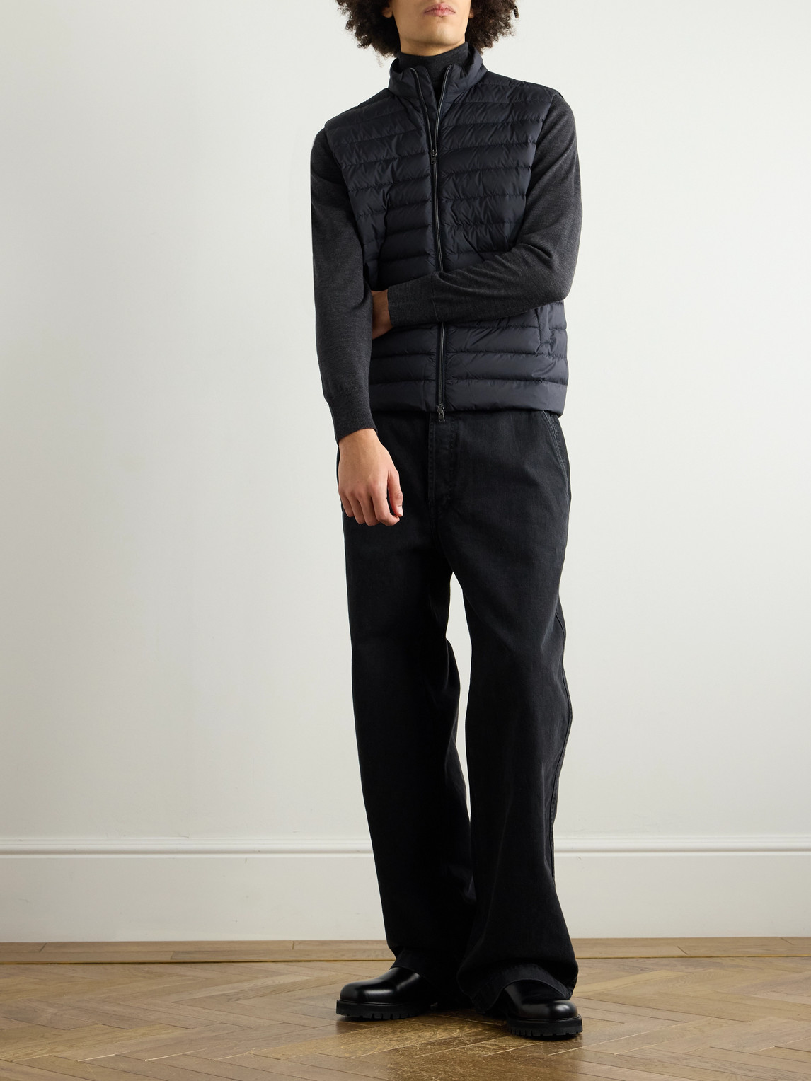 HERNO QUILTED SHELL AND WOOL AND SILK-BLEND DOWN GILET