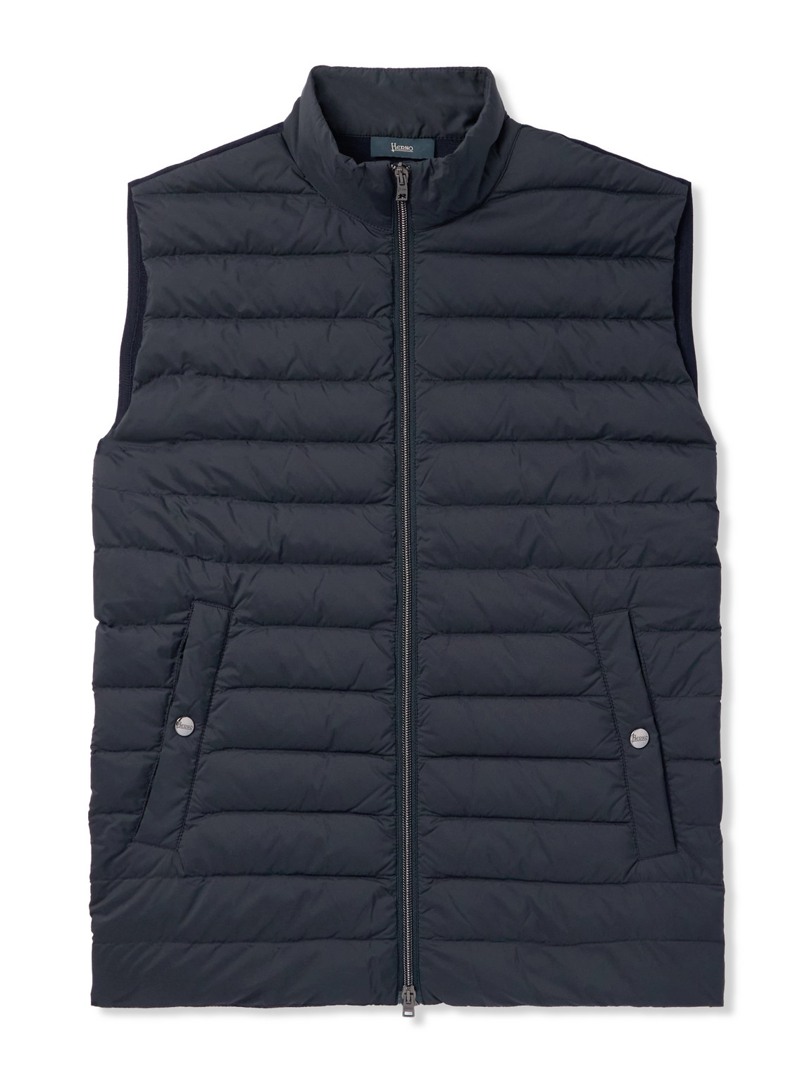 Herno Quilted Shell And Wool And Silk-blend Down Gilet In Blue