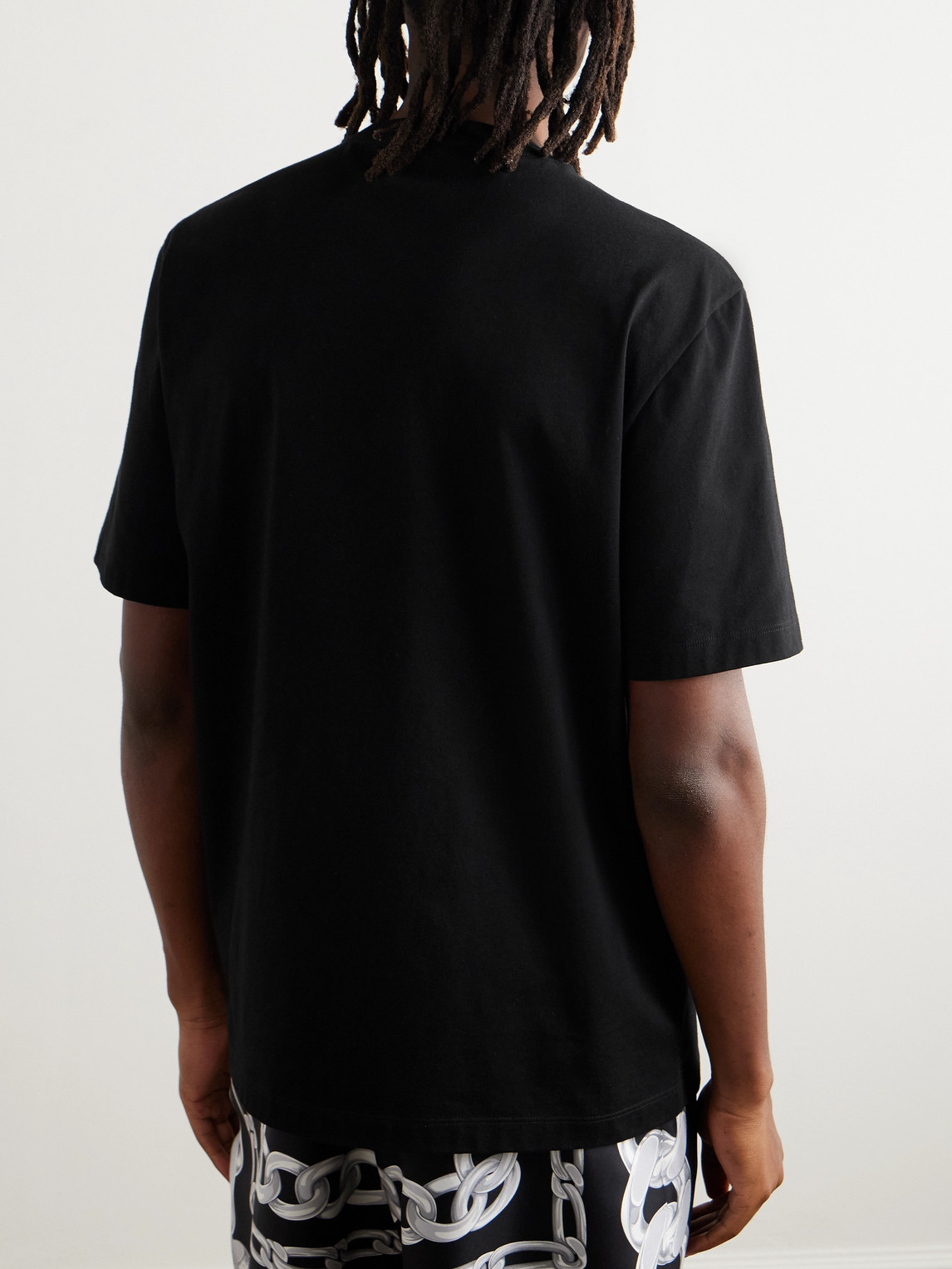 Versace Black T-shirt With Medusa Head Logo Print On The Front In Cotton Man In Black