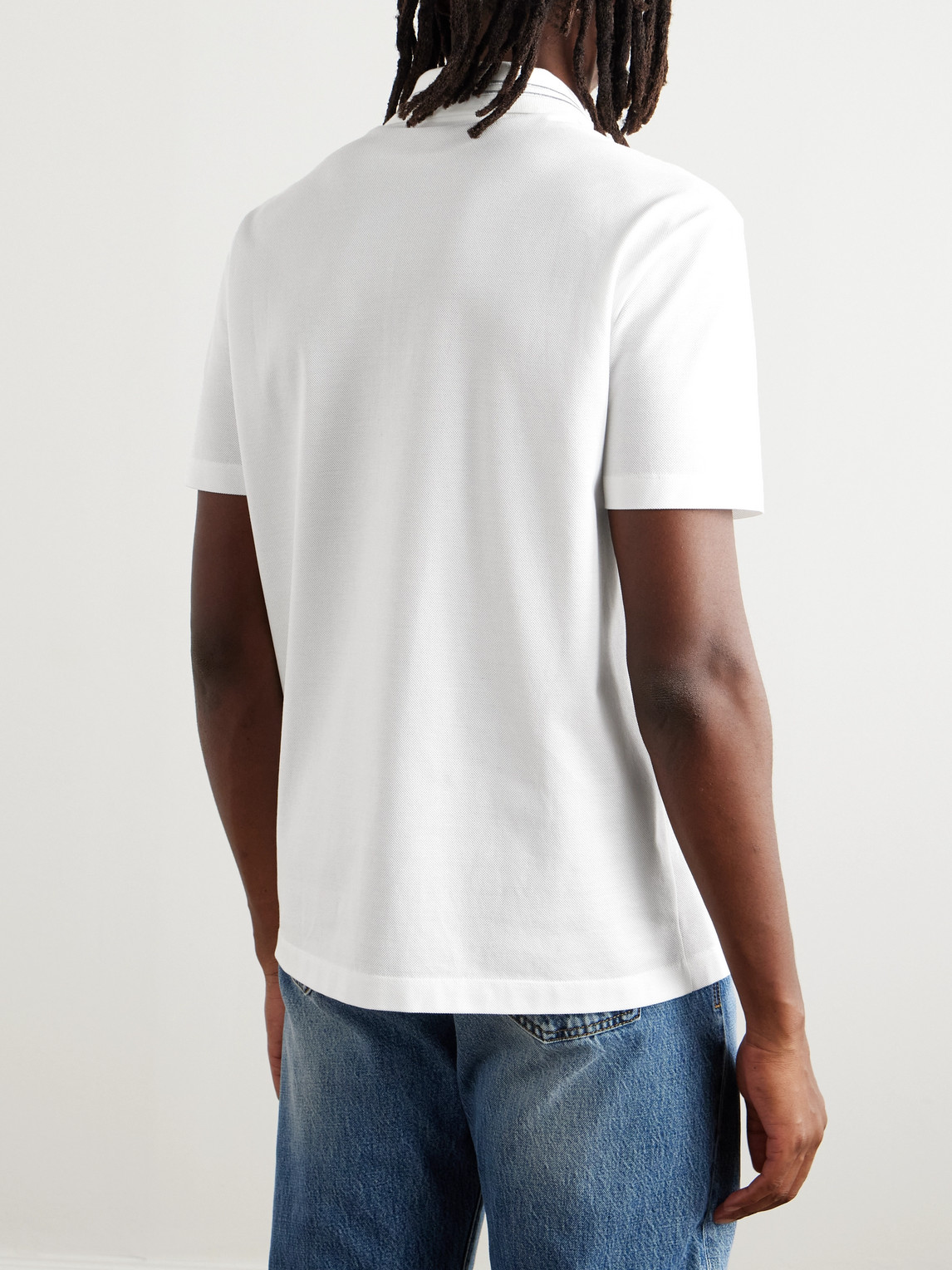 Versace White Polo Shirt With Medusa Detail On The Collar