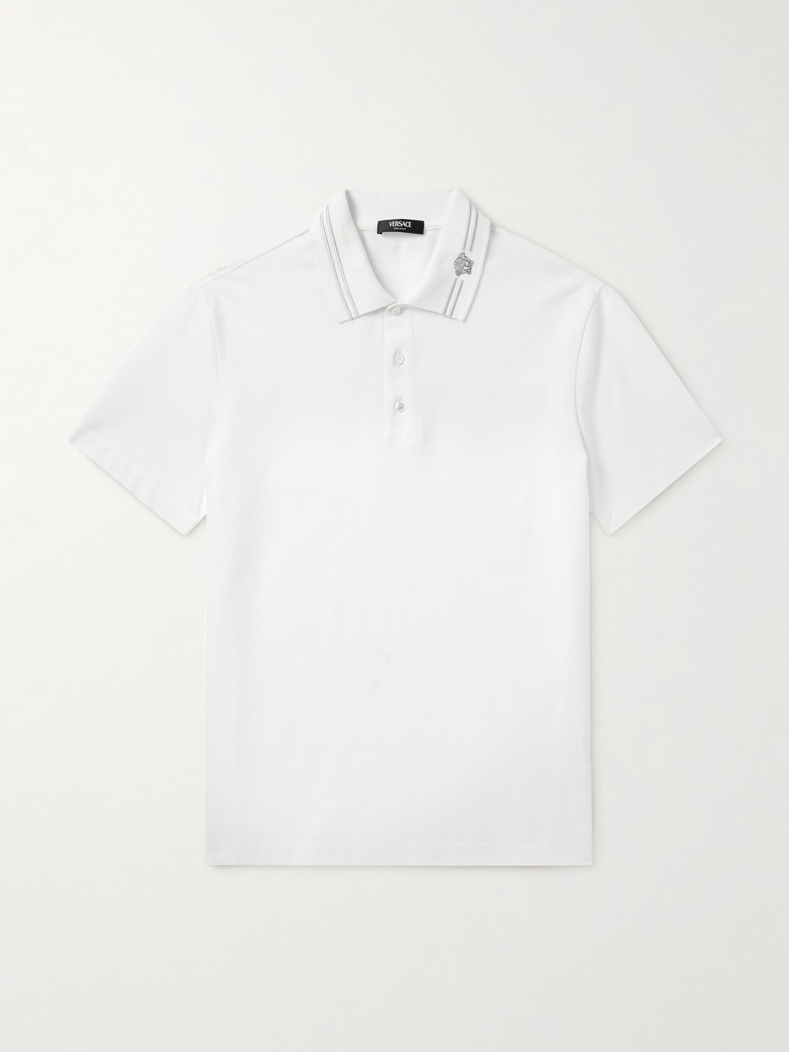 Versace edusa Embroidered Cotton-Piqué Polo Shirten