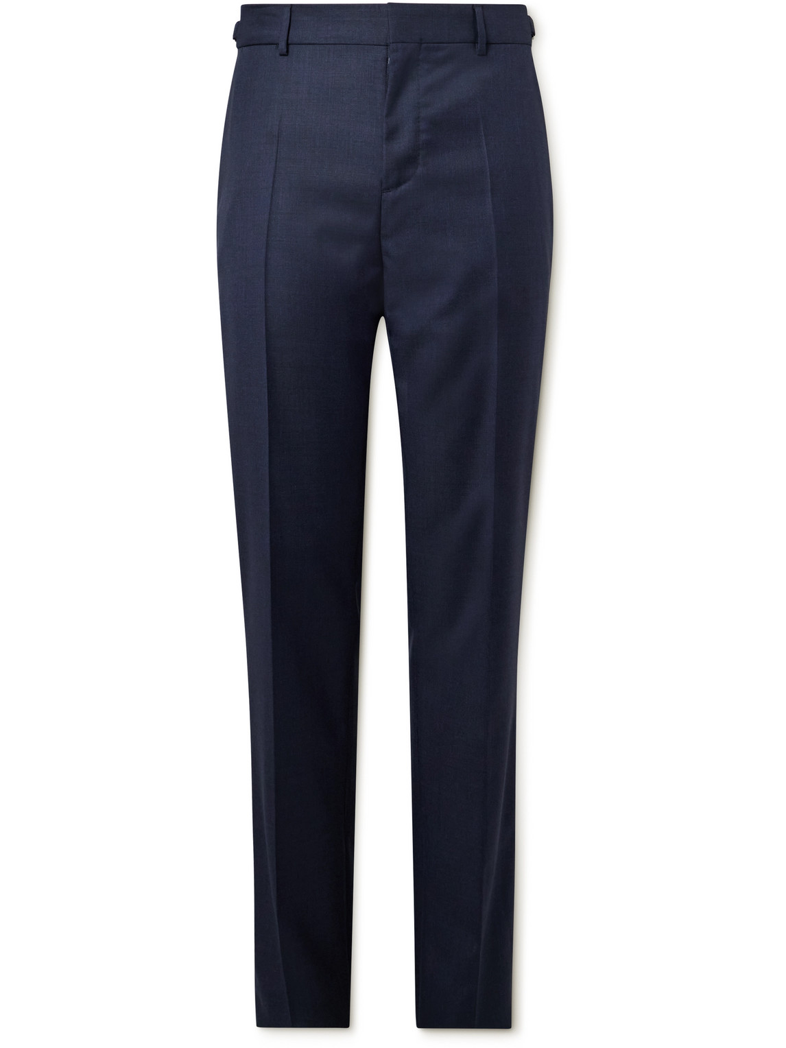 Versace Slim-fit Tapered Virgin Wool Trousers In Blue